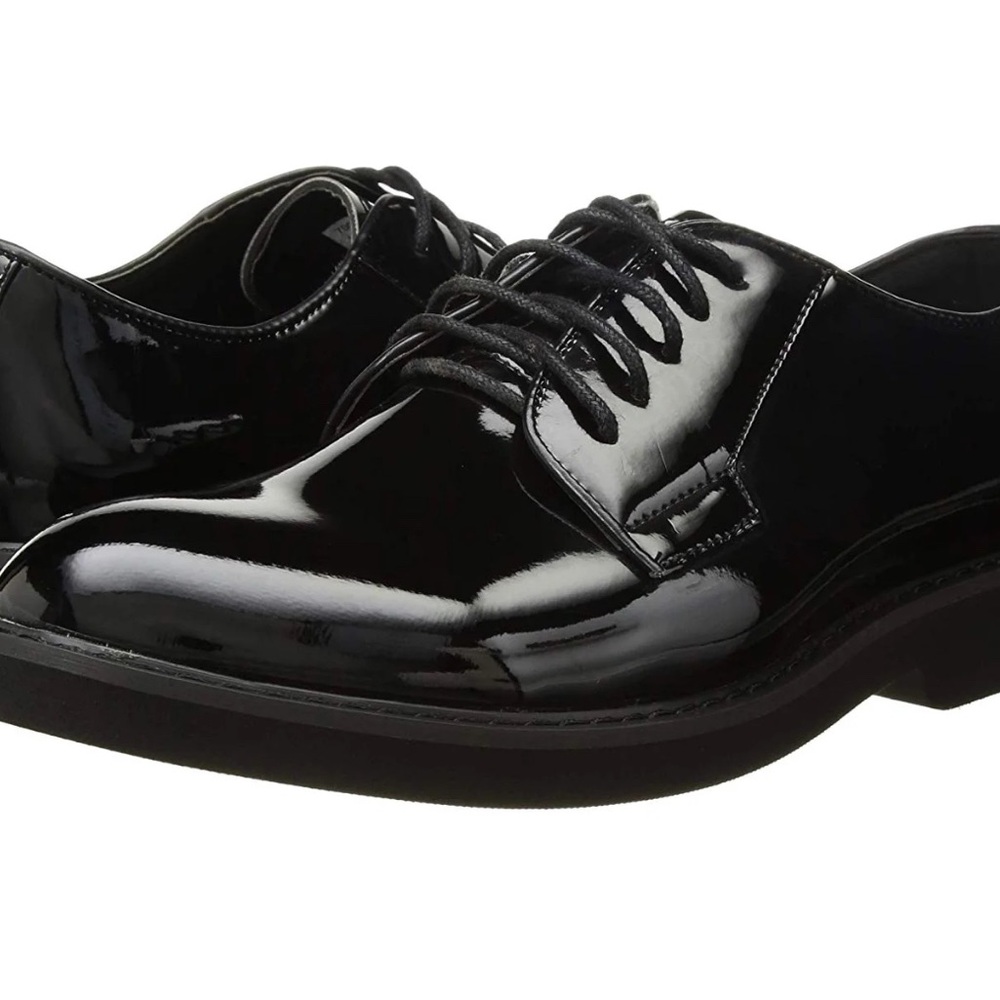 Black Oxford Shoes with Patent Leather and Rubber Sole